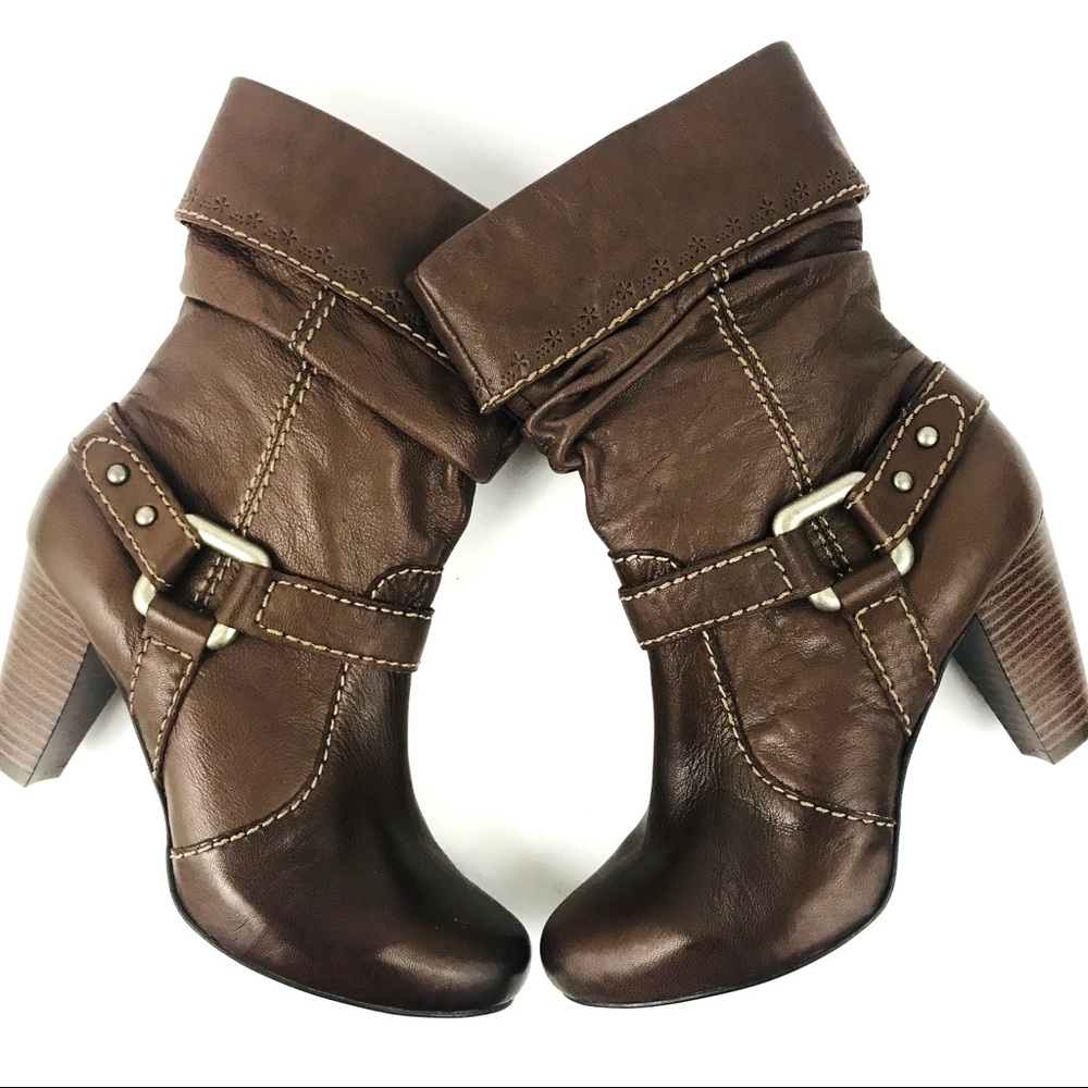 Fossil Brown Zip Up Boots